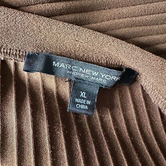 Marc New York Andrew Marc Open Front Kimono Duster Pleated Brown Women Size XL - Picture 9 of 13